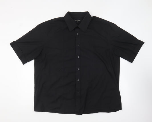 George Mens Black Polyester Button-Up Size 2XL Collared Button