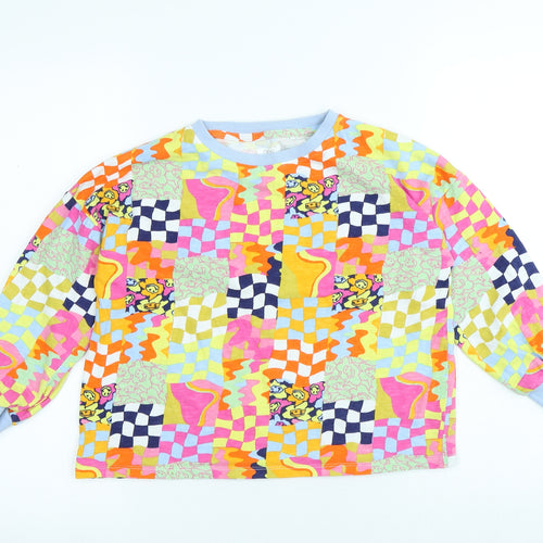 NEXT Girls Multicoloured Geometric Cotton Pullover Sweatshirt Size 8 Years