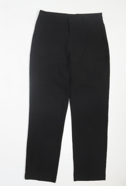 Marks and Spencer Boys Black Polyester Capri Trousers Size 12-13 Years Regular Hook & Eye - School Wear