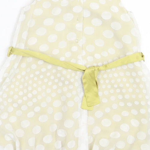 Autograph Girls Green Polka Dot Polyester A-Line Size 3-4 Years Crew Neck Button - Floral
