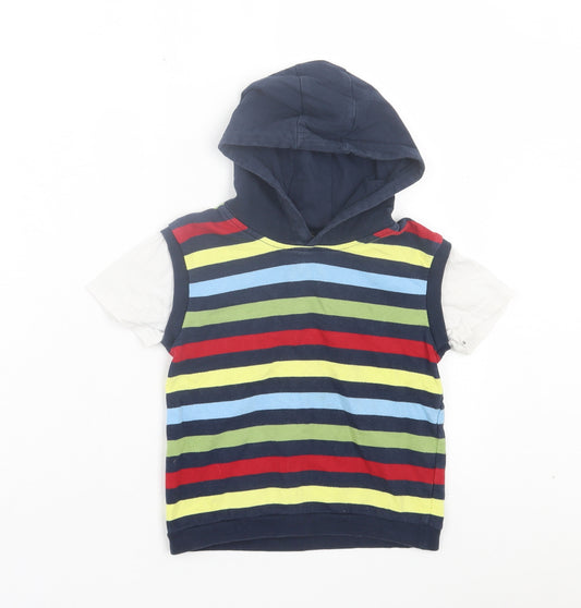 George Boys Multicoloured Striped Cotton Pullover Hoodie Size 2 Years Pullover