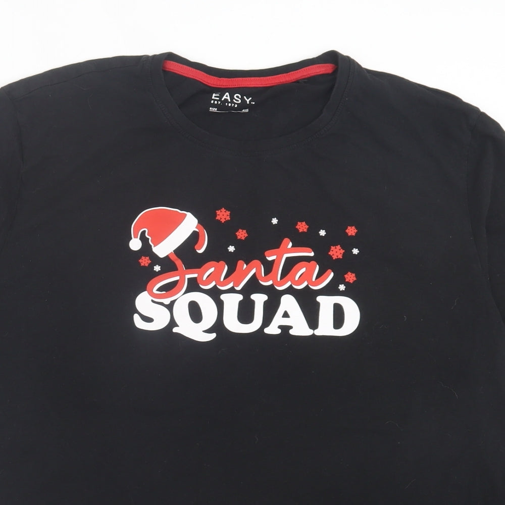 Matalan Mens Black Cotton T-Shirt Size 2XL Crew Neck - Santa Squad