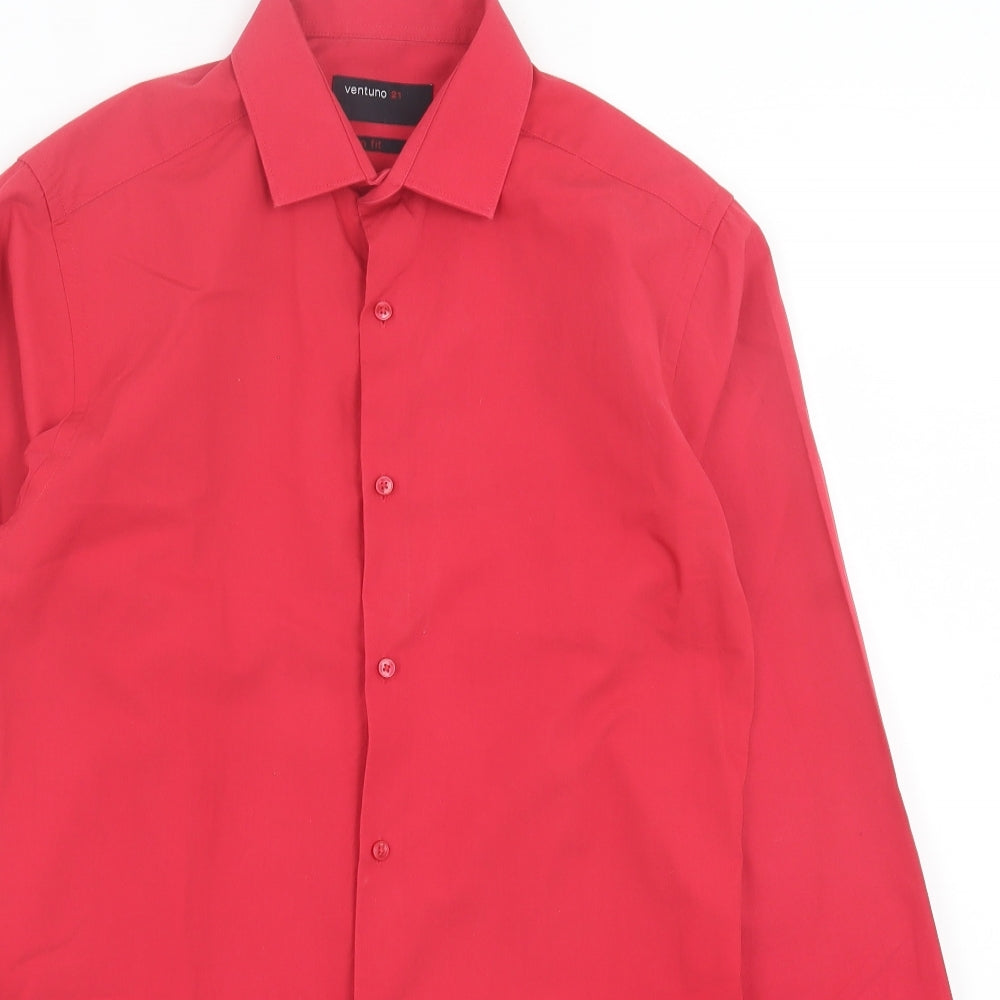 Ventuno 21 Mens Red Cotton Button-Up Size M Collared Button