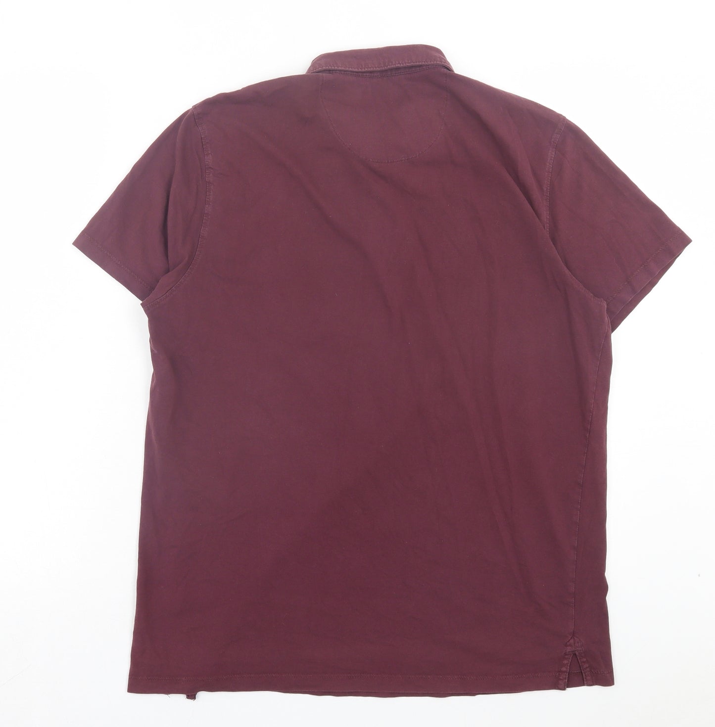 NEXT Mens Purple Cotton Polo Size L Collared Button - Pocket Detail