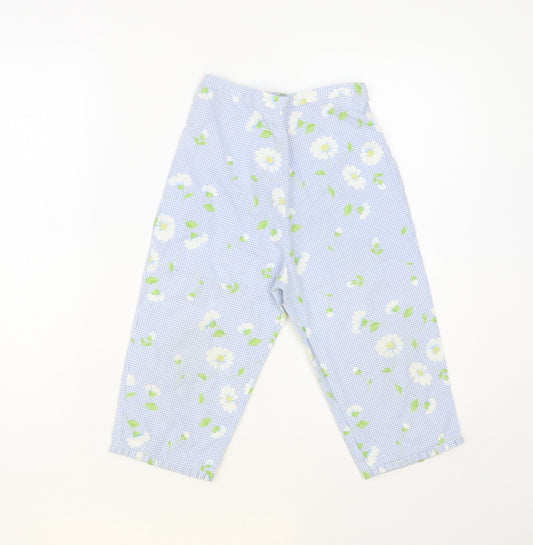 Laura Ashley Girls Blue Floral Cotton Capri Trousers Size 7 Years Regular Pullover