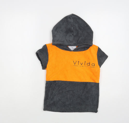 Vivida Boys Grey Colourblock Polyester Pullover Hoodie Size 2-3 Years Pullover