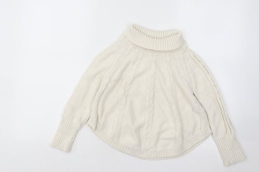 Primark Girls White Roll Neck Geometric Cotton Pullover Jumper Size 5-6 Years Pullover