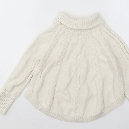 Primark Girls White Roll Neck Geometric Cotton Pullover Jumper Size 5-6 Years Pullover