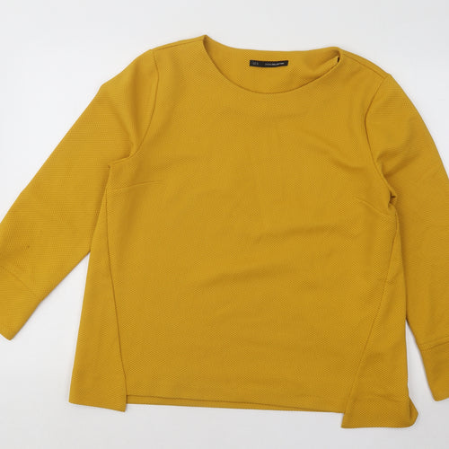 Sfera Womens Yellow Round Neck Polyester Pullover Jumper Size XL
