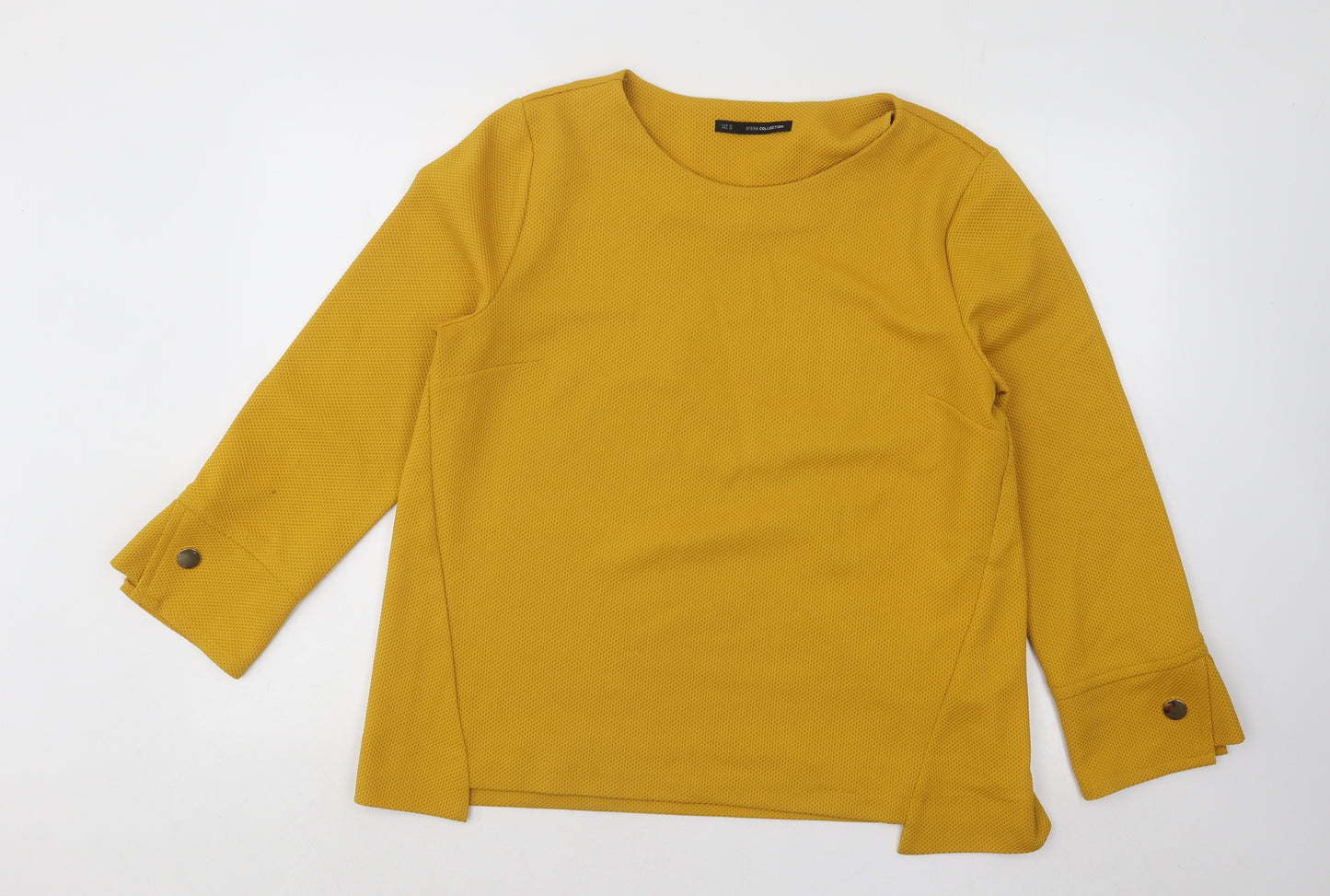 Sfera Womens Yellow Round Neck Polyester Pullover Jumper Size XL
