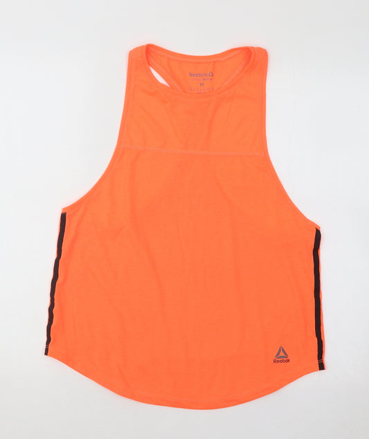 Reebok Womens Orange Polyester Basic Tank Size M Round Neck Pullover