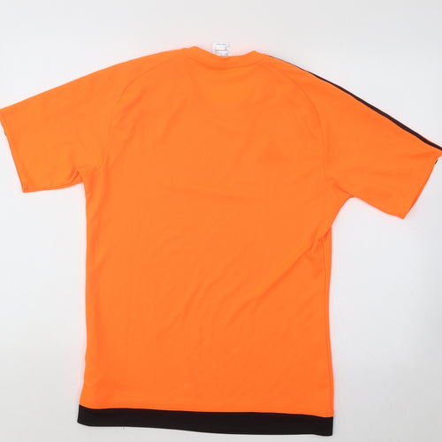 Addias Mens Orange Polyester Basic T-Shirt Size S Round Neck Pullover