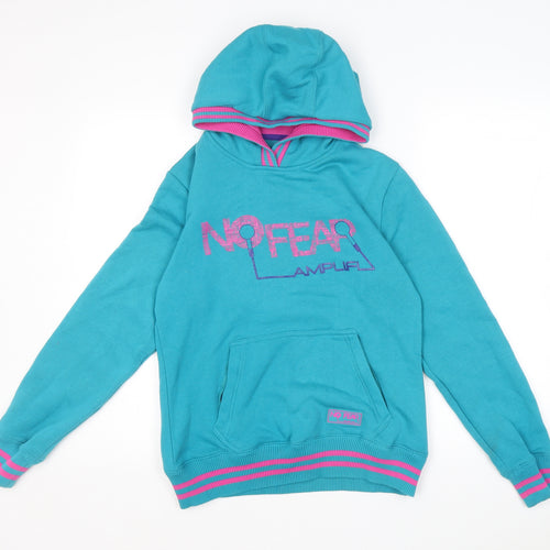 No Fear Womens Blue Cotton Pullover Hoodie Size 12 Pullover - No Fear