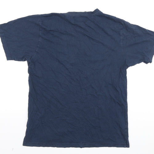Pull&Bear Mens Blue Cotton T-Shirt Size M Round Neck - Baltimore State