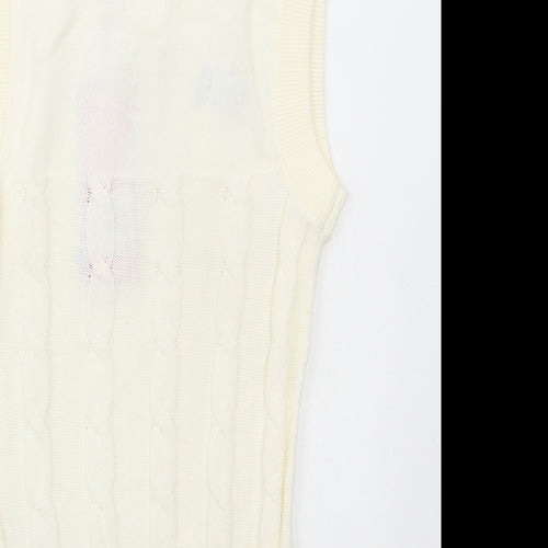 Slazenger Boys Ivory V-Neck Cotton Vest Jumper Size 9-10 Years Pullover