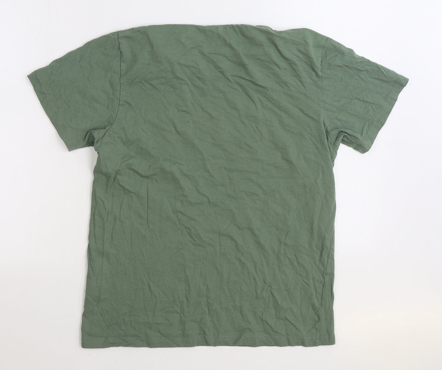 Primark Mens Green Cotton T-Shirt Size M Round Neck - Woke