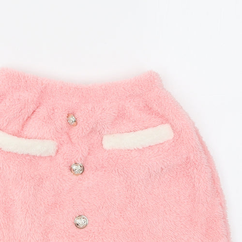 SheIn Girls Pink Polyester Mini Skirt Size 10 Years Regular Button
