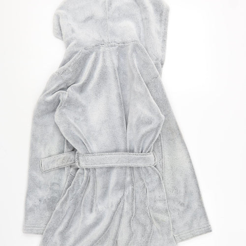 New Look Girls Grey Solid Polyester Kimono Gown Size S Drawstring