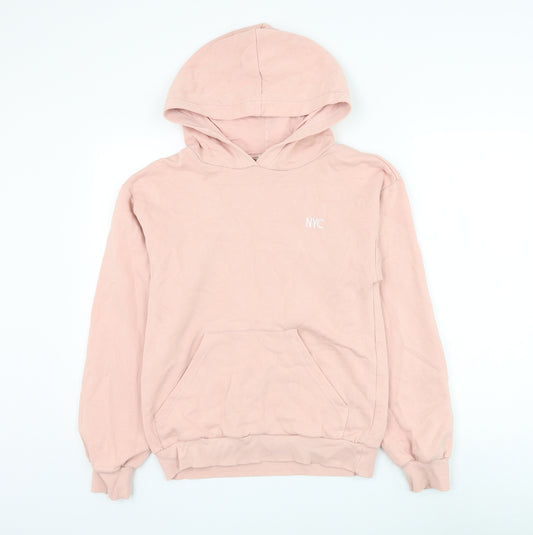H&M Girls Pink Cotton Pullover Hoodie Size 14 Years Pullover - NYC