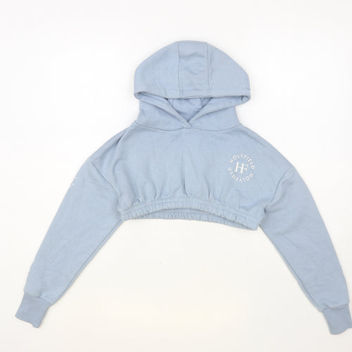 Holyfield Girls Blue Cotton Pullover Hoodie Size 11-12 Years Pullover - Cropped