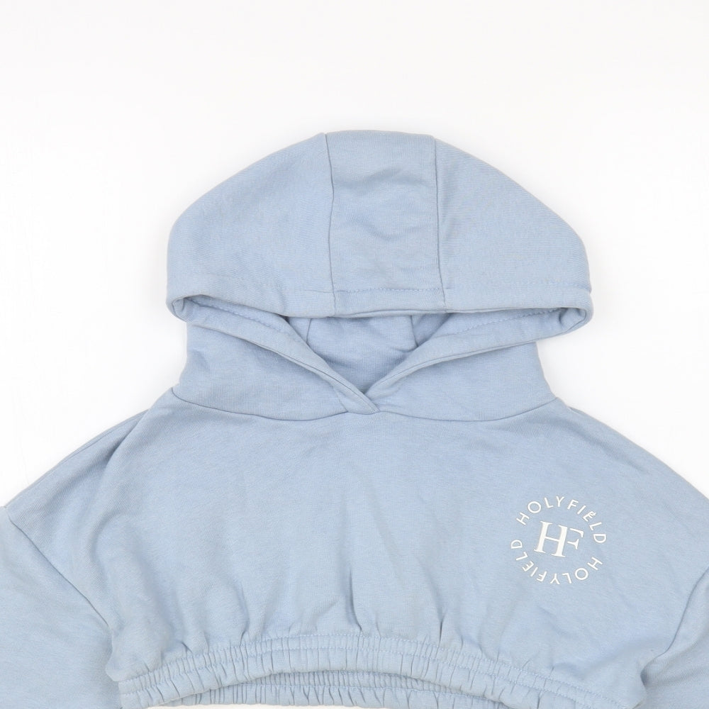 Holyfield Girls Blue Cotton Pullover Hoodie Size 11-12 Years Pullover - Cropped