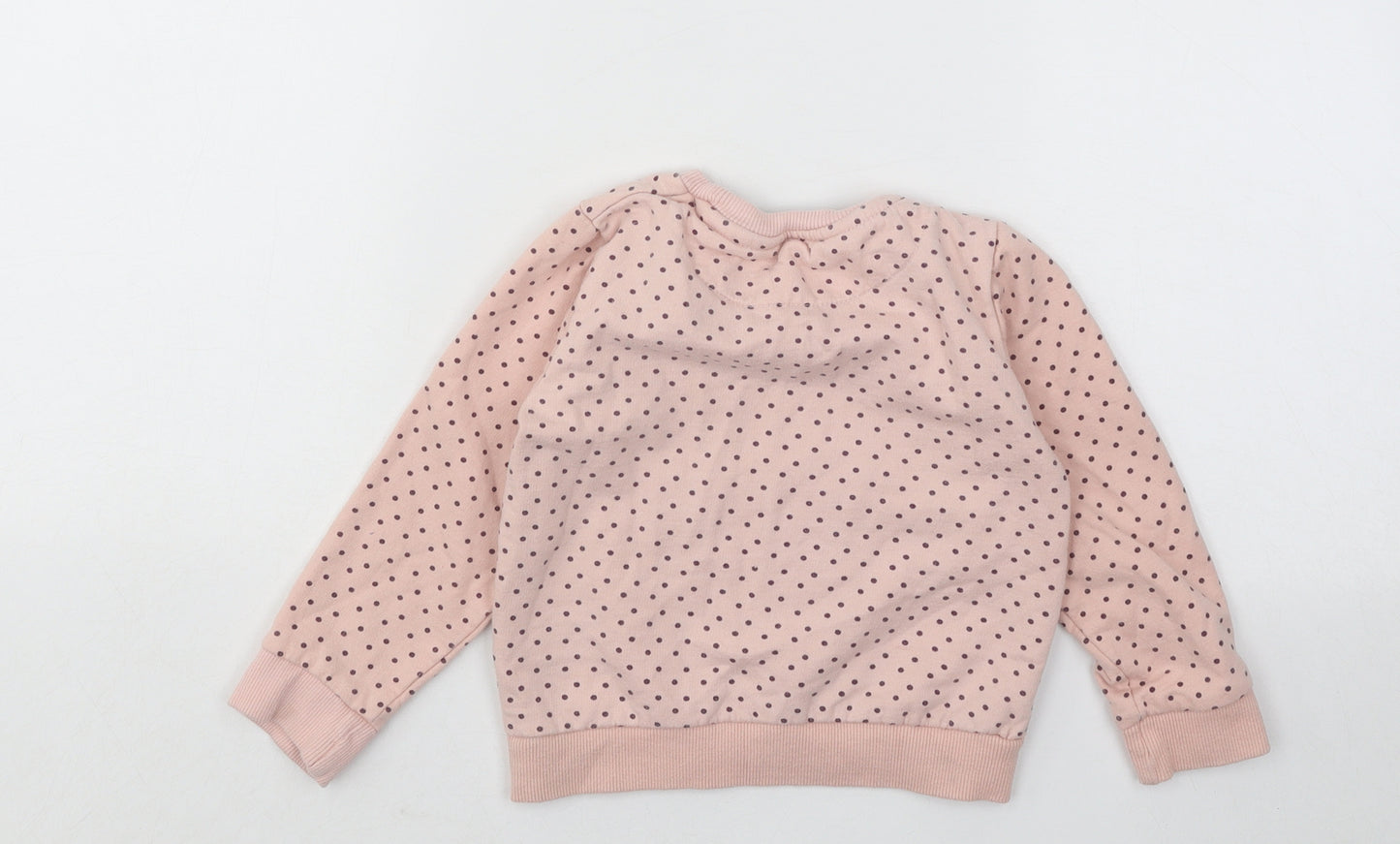 Pep&Co Girls Pink Polka Dot Cotton Pullover Sweatshirt Size 2-3 Years Pullover - Rabbit