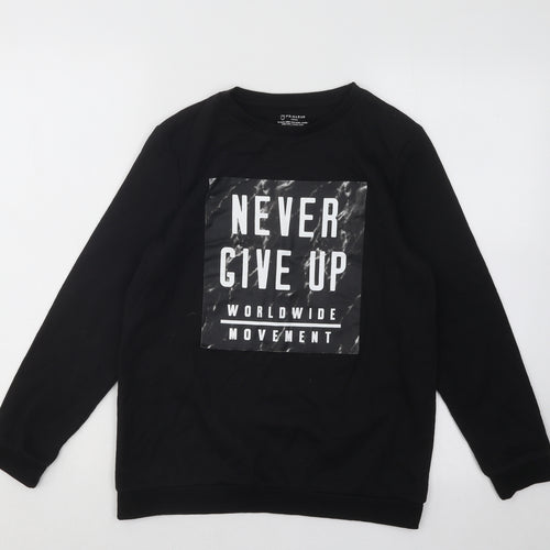 Primark Boys Black Cotton Pullover Sweatshirt Size 11-12 Years Pullover - Never Give Up