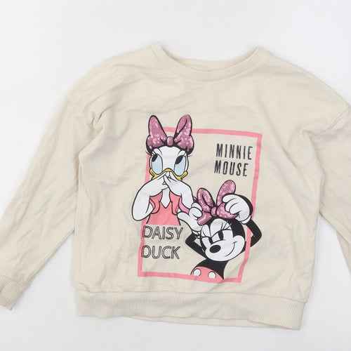 George Girls Beige Cotton Pullover Sweatshirt Size 4-5 Years Pullover - Minnie Mouse