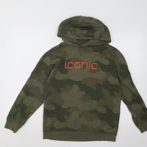Primark Boys Green Camouflage Cotton Pullover Hoodie Size 10-11 Years Pullover - Iconic