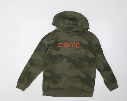Primark Boys Green Camouflage Cotton Pullover Hoodie Size 10-11 Years Pullover - Iconic