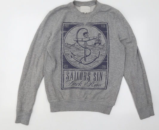River Island Mens Grey Cotton Pullover Sweatshirt Size S - Sailors Sin