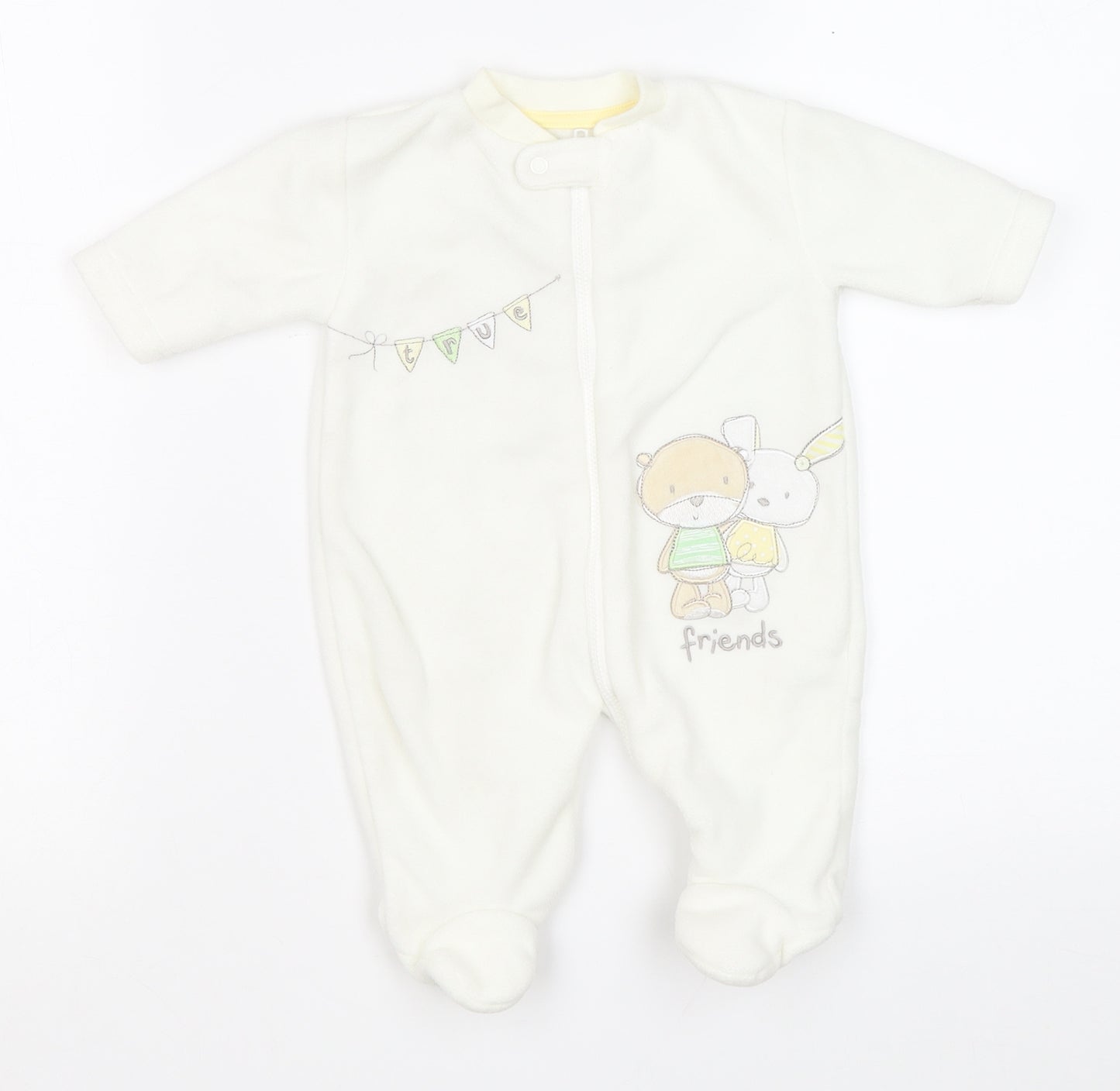 George Baby Ivory Solid Polyester Capri Bodysuit Size Newborn Zip - True Friends
