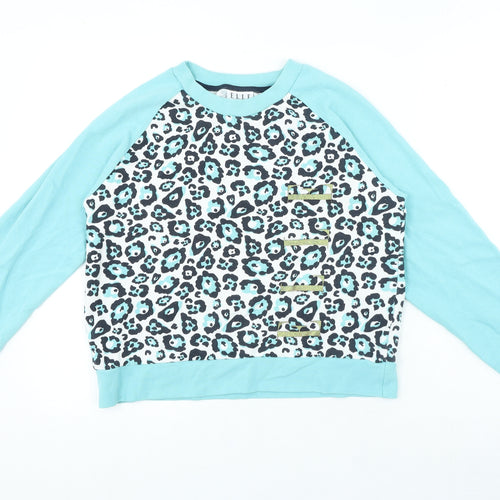 ELLE Girls Blue Animal Print Polyester Pullover Sweatshirt Size 14-15 Years