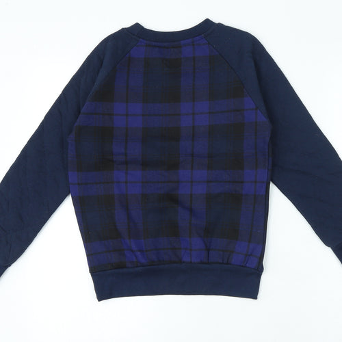 Ebound Boys Purple Plaid Cotton Pullover Sweatshirt Size 10 Years
