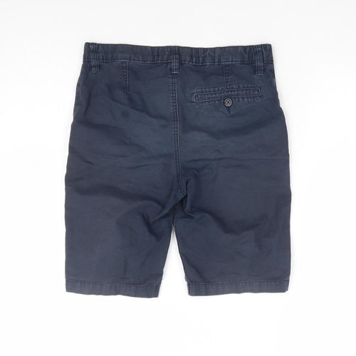 H&M Boys Blue 100% Cotton Chino Shorts Size 12 Years Regular Zip