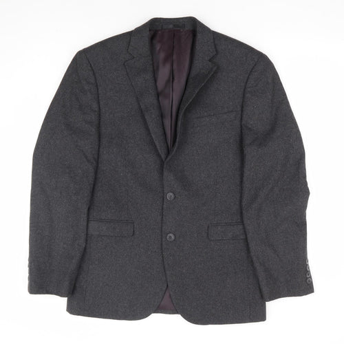 B&W Mens Grey Wool Jacket Suit Jacket Size 38