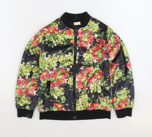 Mimi Girls Multicoloured Floral Bomber Jacket Jacket Size 12-13 Years Zip