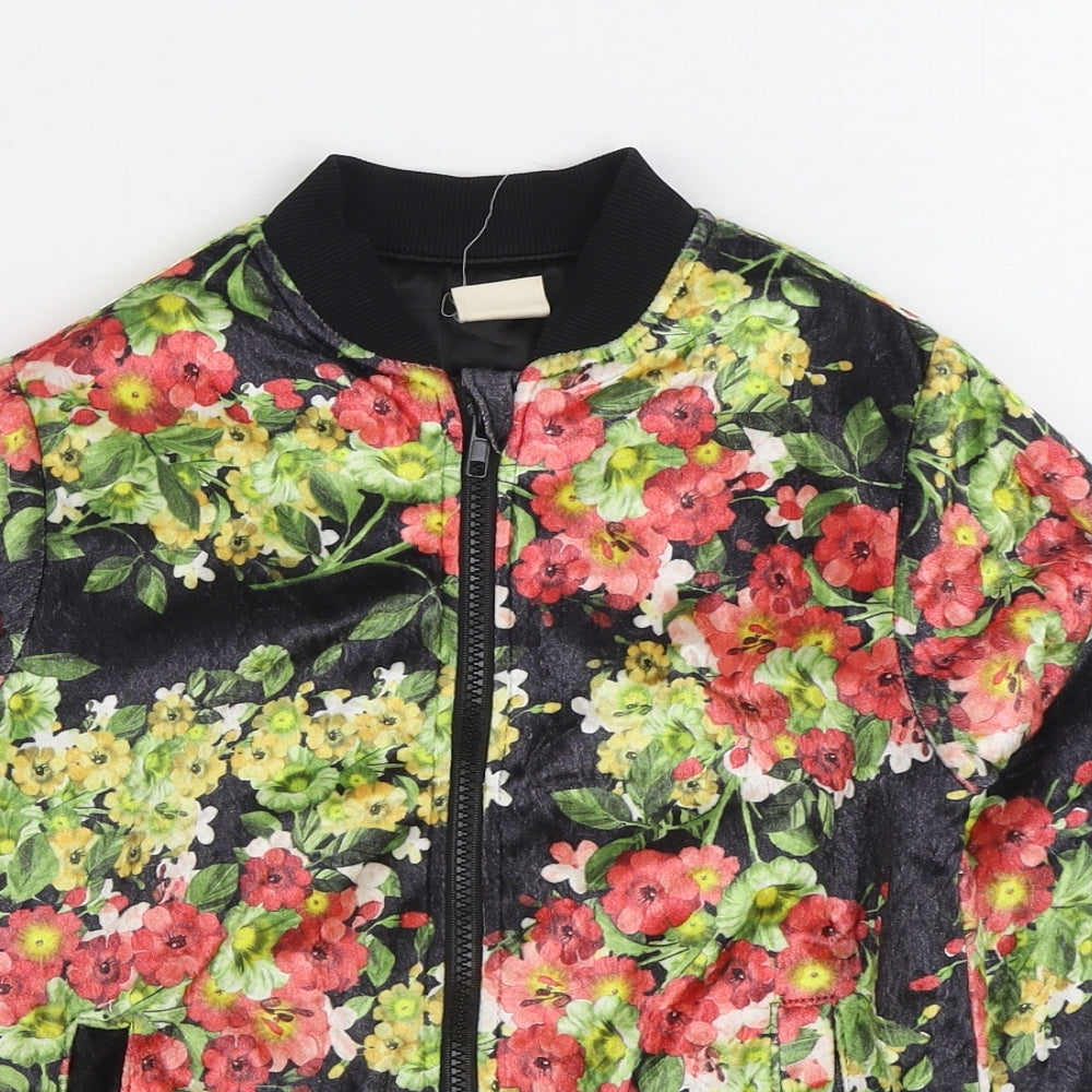 Mimi Girls Multicoloured Floral Bomber Jacket Jacket Size 12-13 Years Zip