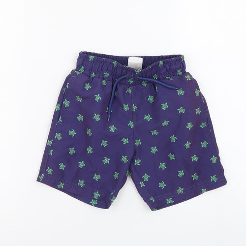 Hello Summer Boys Blue Geometric Polyester Sweat Shorts Size 5-6 Years Regular Drawstring - Swimming shorts