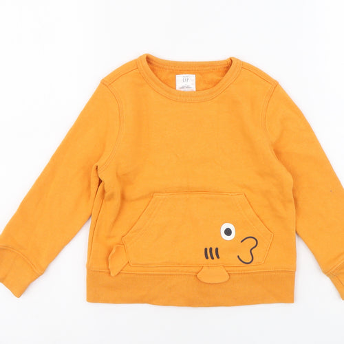 Gap Boys Orange Cotton Pullover Sweatshirt Size 3 Years Pullover - Fish