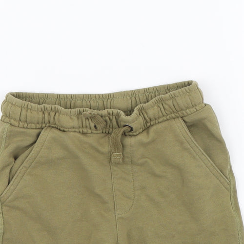 Marks and Spencer Boys Green Cotton Sweat Shorts Size 7-8 Years Regular Drawstring