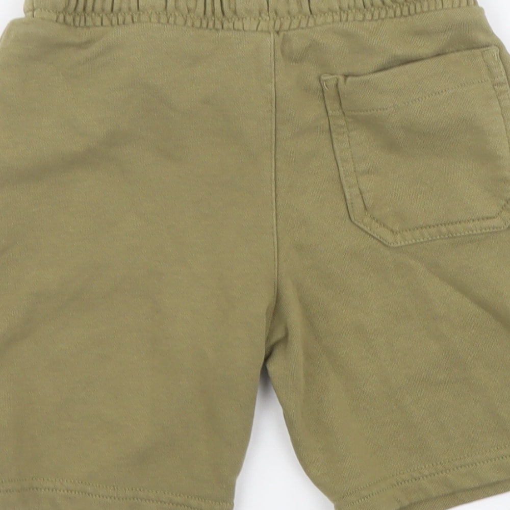 Marks and Spencer Boys Green Cotton Sweat Shorts Size 7-8 Years Regular Drawstring