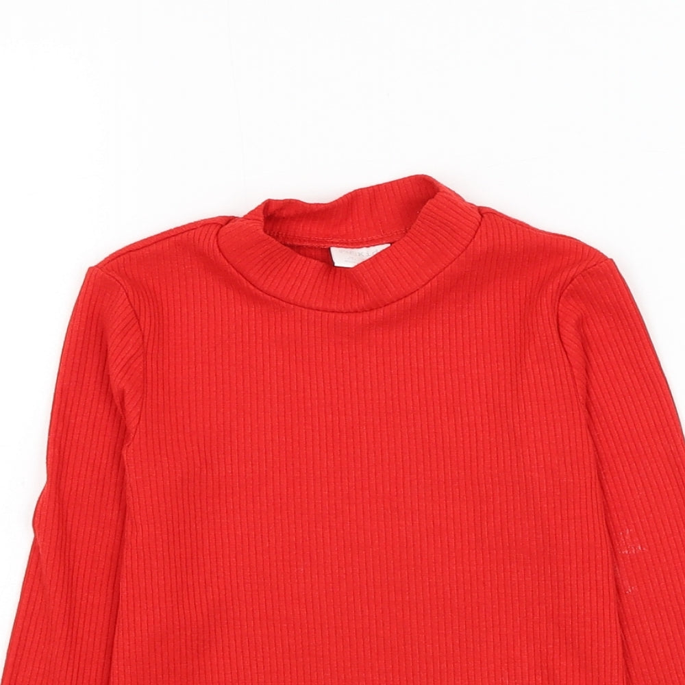 F&F Girls Red Mock Neck Polyester Pullover Jumper Size 4-5 Years Pullover - Ribbed