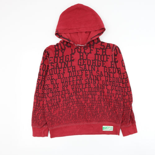 Duffer of St. George Boys Red Geometric Cotton Pullover Hoodie Size 11-12 Years Pullover - St George By Duffer