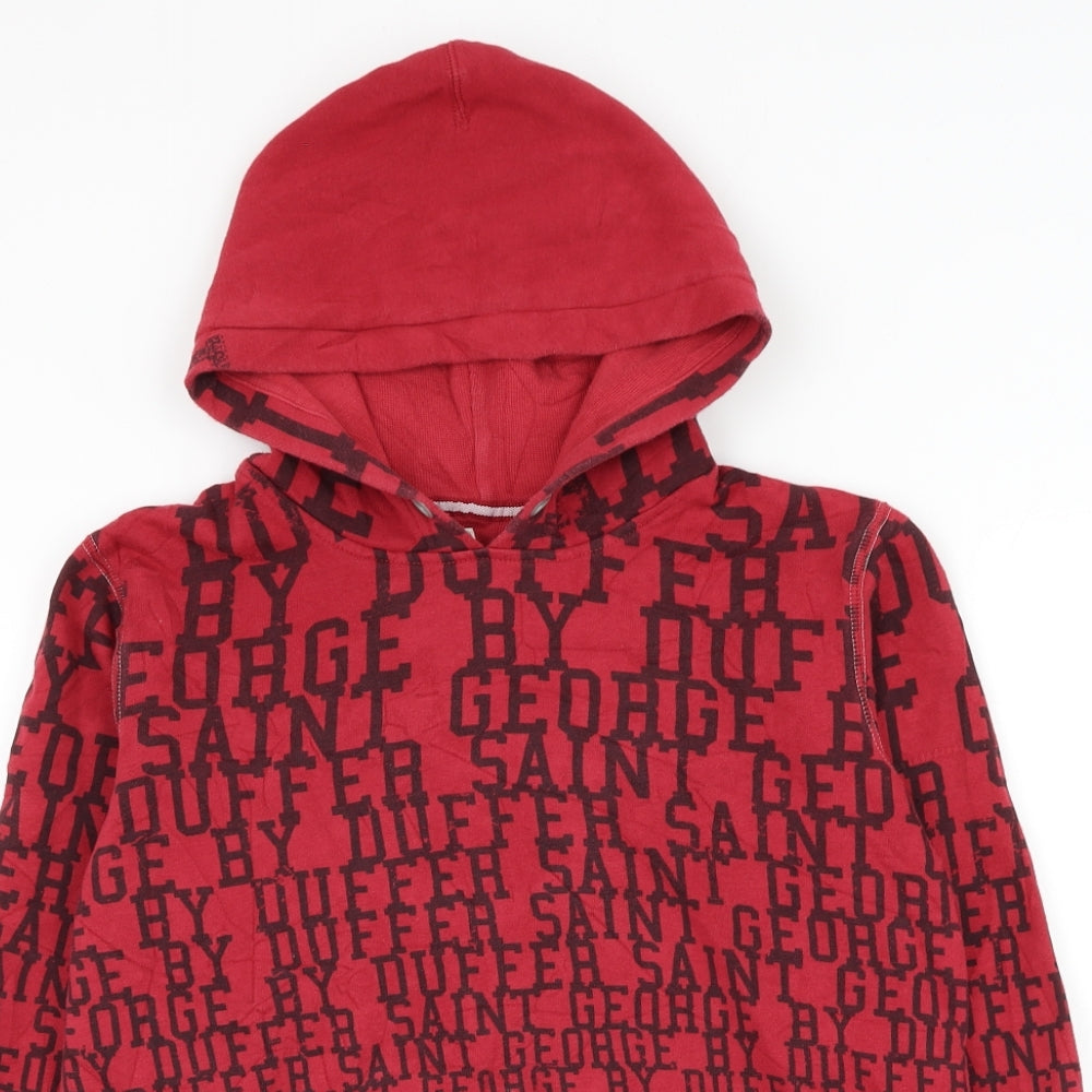 Duffer of St. George Boys Red Geometric Cotton Pullover Hoodie Size 11-12 Years Pullover - St George By Duffer