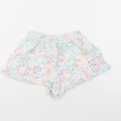 TU Girls Multicoloured Geometric Cotton Sweat Shorts Size 4-5 Years Regular Drawstring - Butterfly Print