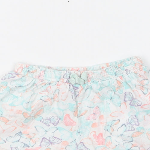 TU Girls Multicoloured Geometric Cotton Sweat Shorts Size 4-5 Years Regular Drawstring - Butterfly Print