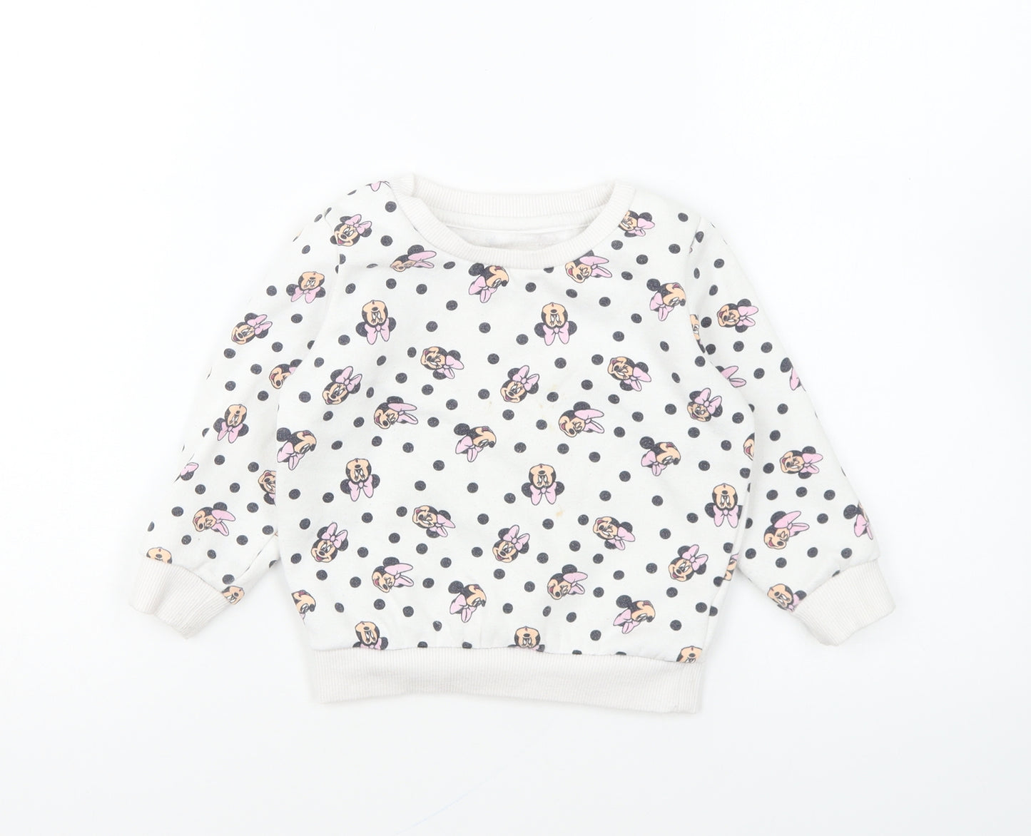 Primark Girls White Geometric Polyester Pullover Sweatshirt Size 2-3 Years Pullover - Minnie Mouse