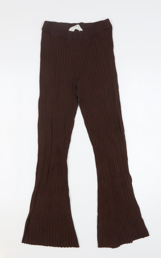 H&M Girls Brown Viscose Sweatpants Trousers Size 11-12 Years Regular