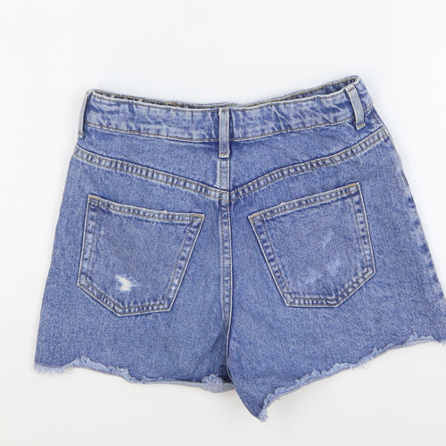 H&M Girls Blue Cotton Cut-Off Shorts Size 11-12 Years Regular Buckle - Distressed